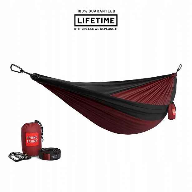 Houpací síť Grand Trunk Double Deluxe Hammock s popruhy Crimson