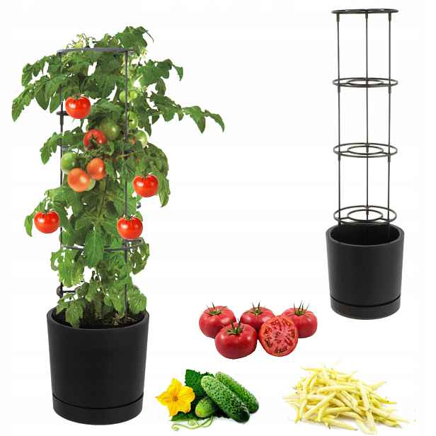 Květináč na rajčata, okurky, popínavé fazole, květiny, pěstování Ø40 cm antracit vložka