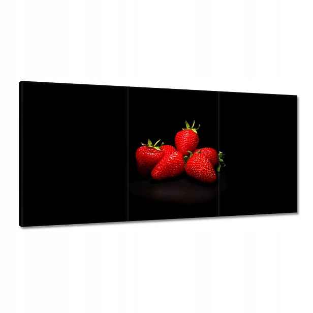 Obrazy 180x90 Jahody na černém pozadí