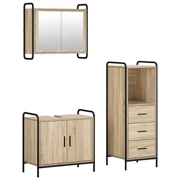 vidaXL Sada koupelnových skříněk 3 ks Dub sonoma 40 x 36 x 109,5 cm