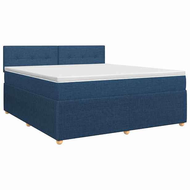 vidaXL Postel boxspring s matrací s čelo Modrá 140 x 190 cm Textil