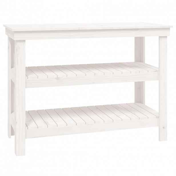 vidaXL Pracovní stůl Bílá 110,5 x 50 x 80 cm Masivní borovicové dřevo