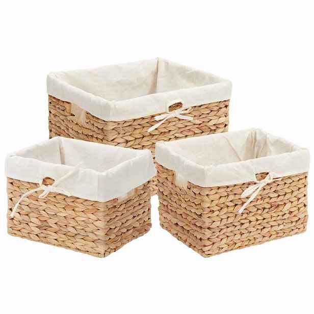 vidaXL Úložné koše 3 ks Vodní hyacint 35 x 30 x 25 cm Přírodní