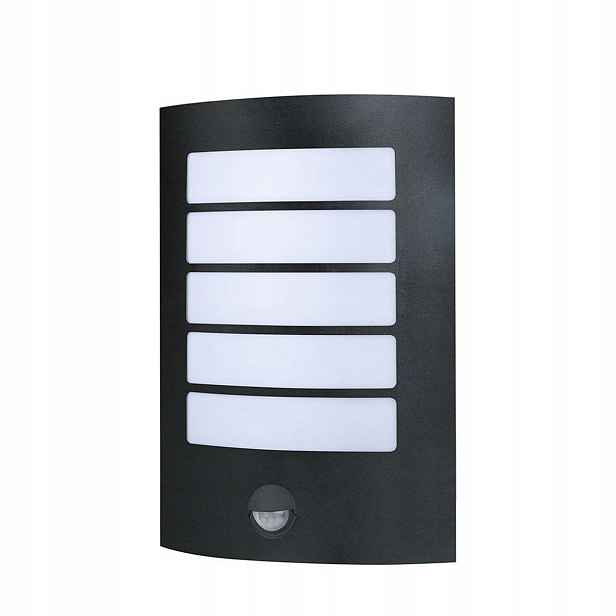 Venkovní zahradní fasádní lampa černá 1xe27 senzor pohybu pir