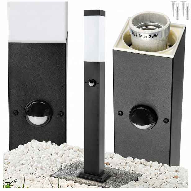 Zahradní lampa s pohybovým senzorem Pir Stojící zahradní sloupek Led 60 cm E27