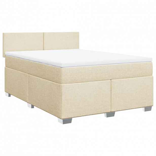 vidaXL Box spring postel s matrací krémová 140x190 cm textil