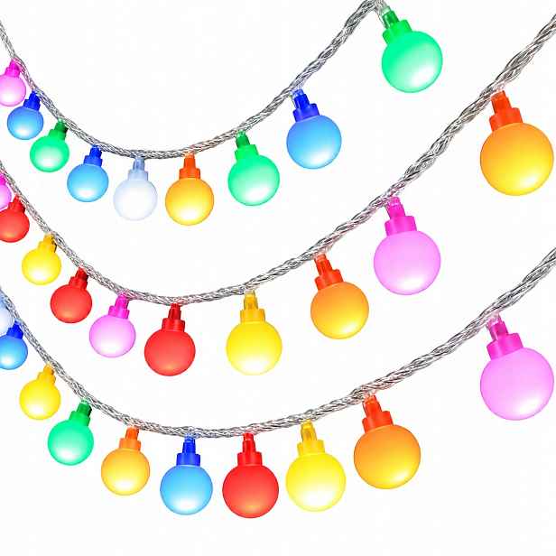 Led Světelný Řetěz 30 Diod, Barevné Koule, Pohádková Světla Na Baterie