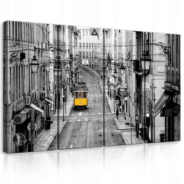 Obraz 120x80 Město ulice tramvaj žlutá tramvaj Lisabon architektura