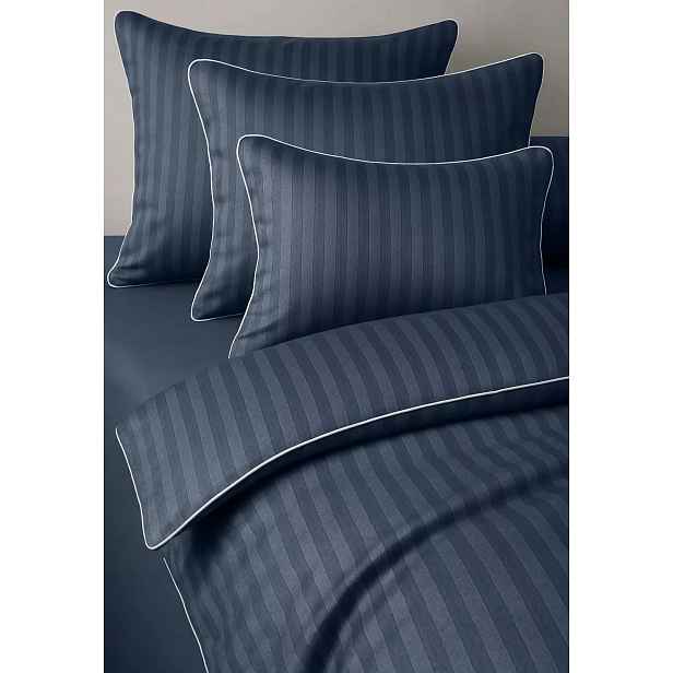 Povlečení damaškové marengo modré s bílým lemováním 220x200 Maro Home