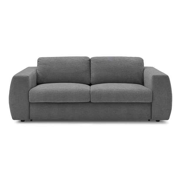 Tmavě šedá žinylková pohovka na každodenní spaní/rozkládací 220 cm Hugo – Bobochic Paris