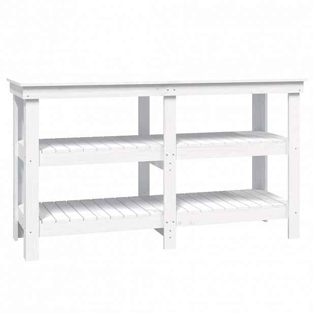 vidaXL Pracovní stůl Bílá 142,5 x 50 x 80 cm Masivní borovicové dřevo