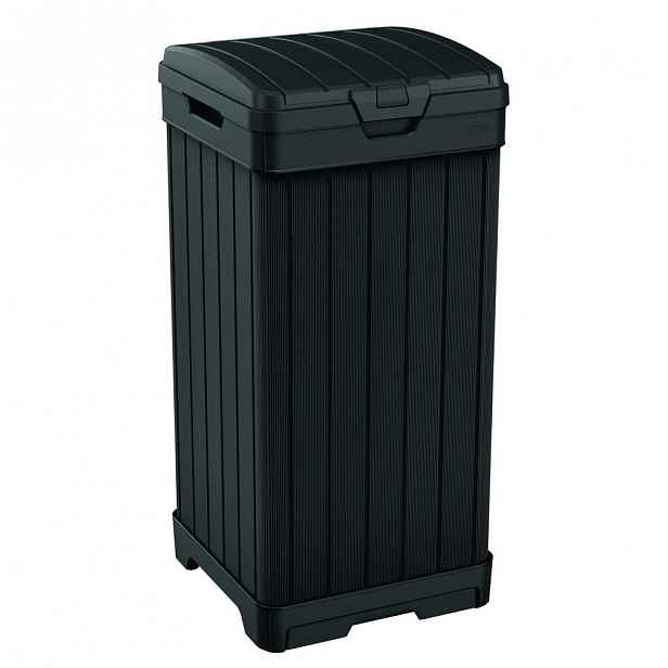 Černý zahradní odpadkový koš na kolečkách Keter, 125 l