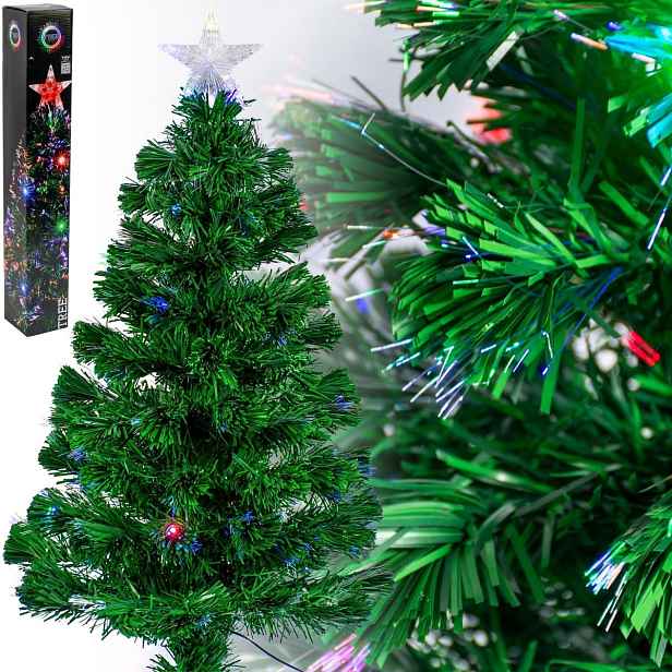 Dekorativní vánoční stromek s optickým vláknem 90 cm Vánoční ozdoba 95 Led Multicolor