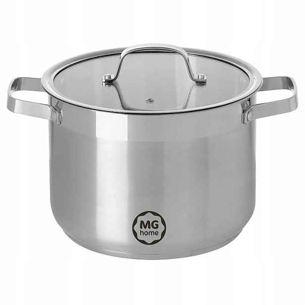 Hrnec Vysoký 24 cm s víkem Indukce A Plyn Velký 7.5 L Mg Home Professional