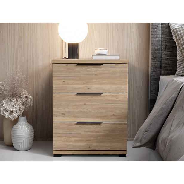 Noční stolek se 3 zásuvkami Smilla, výška 61 cm, dub mauvella