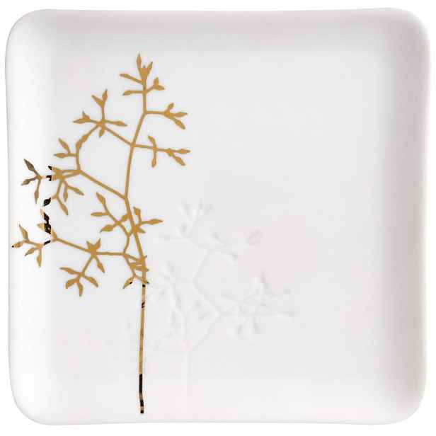 Räder Bílý porcelánový talíř GOLD TWIG, malý