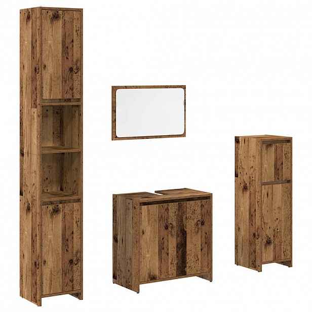 vidaXL 4dílná koupelnová sestava old wood kompozitní dřevo