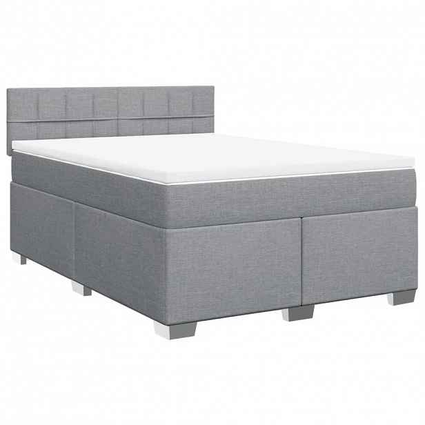 vidaXL Box spring postel s matrací světle šedá 140 x 190 cm textil