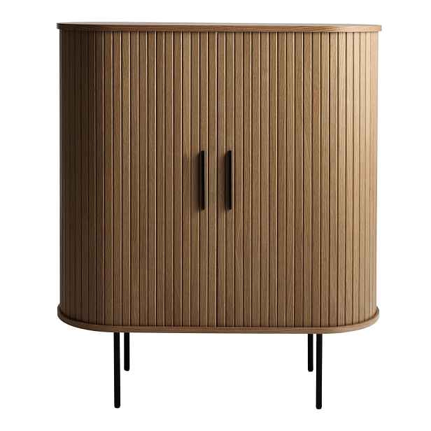 Hnědá vinotéka v dekoru dubu s posuvnými dveřmi 100x118x40 cm Nola – Unique Furniture