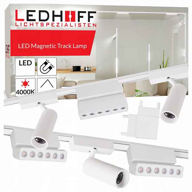 Magnetické Led kolejnicové osvětlení lišta 2 m 6 x reflektorová lampa tuba Bílá