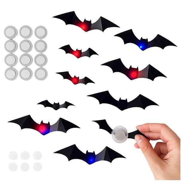 Netopýři Halloween Led 12 ks Svítící 3D dekorace na zeď