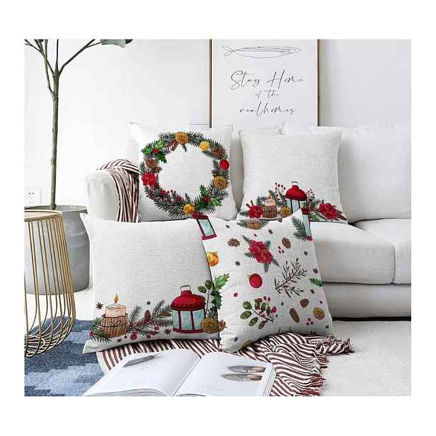 Povlaky na polštáře v sadě 4 ks s vánočním motivem 43x43 cm Merry Christmas – Mila Home