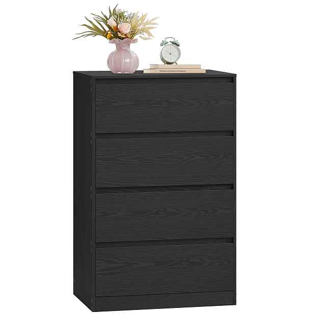 Vasagle Komoda 4 zásuvek bez úchytek 60,2 x 40,4 x 97,4 cm, černá