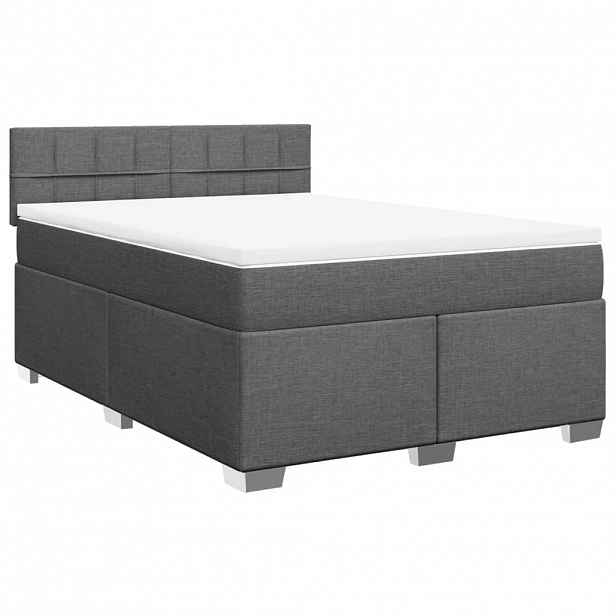 vidaXL Box spring postel s matrací tmavě šedý 140 x 190 cm textil