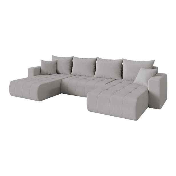ALTDECOR SEDACÍ SOUPRAVA DO U s funkcí spaní a úložným prostorem MILA-U 378x194x86 světle šedá bouclé