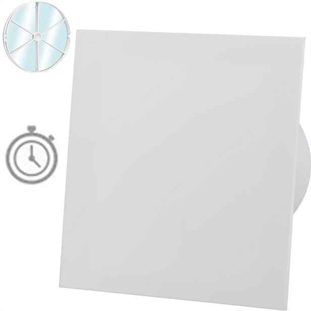 Ventilátor Plexi Bílý Mat Časový Spínač Časovač Zpětný Ventil Fi 125