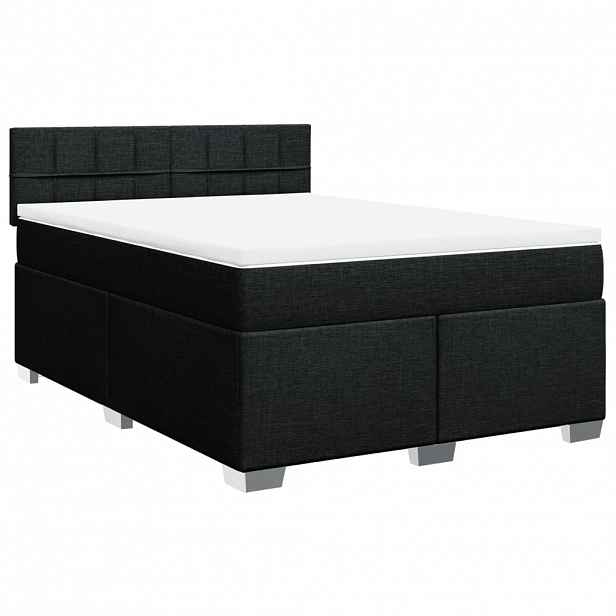 vidaXL Box spring postel s matrací černá 140 x 190 cm textil