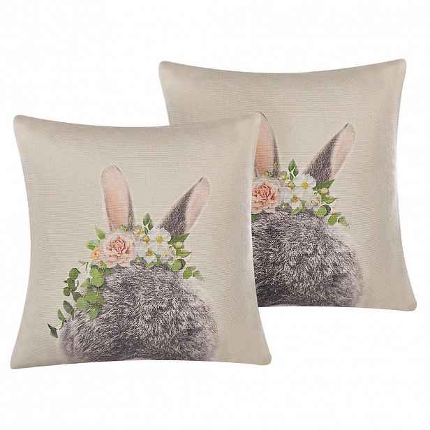 Beliani DEKORATIVNÍ POLŠTÁŘ sada 2 ks Taupe 45/45 cm Fatsia