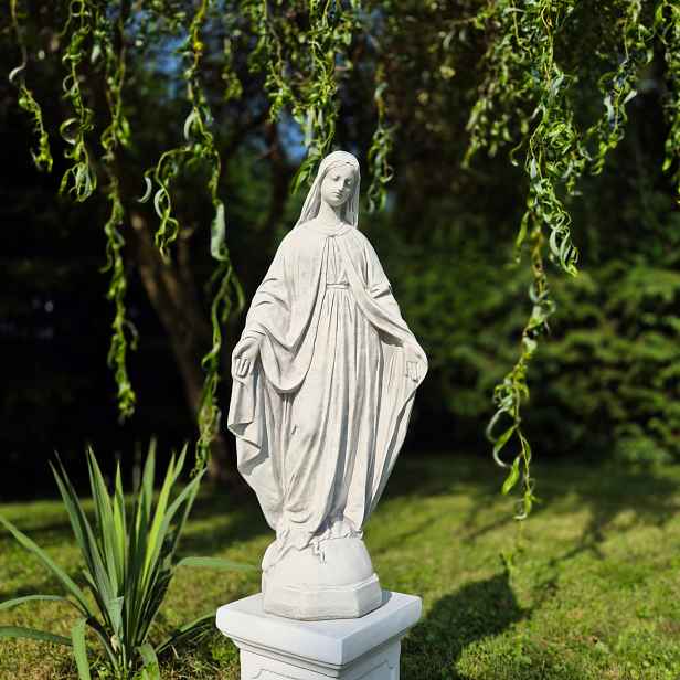 Betonová Figura Svatá Matka Boží, Barva Šedá, Odolná vůči dešti a mrazu