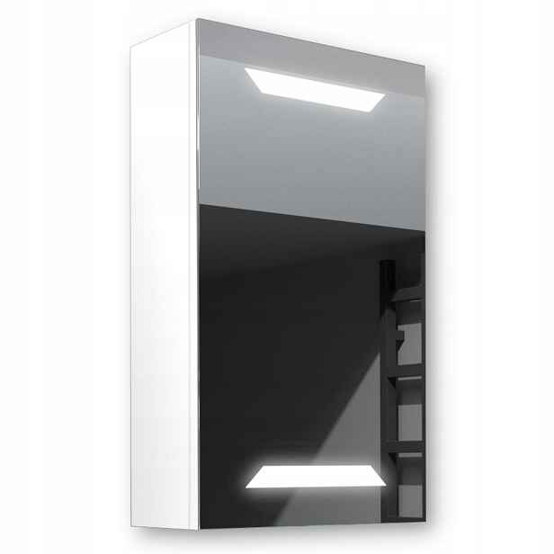 Dřevěná skříňka 40x70 Led zrcadlo Loki Bílá