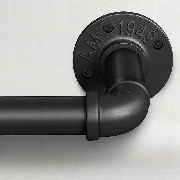 Garnýž stropní roztahovací černý industriální kovový 25 mm 228 cm