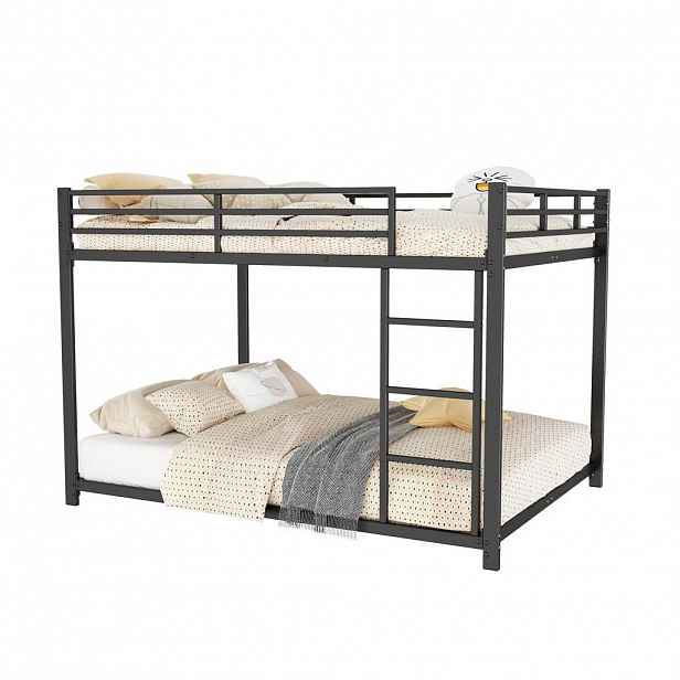 OKWISH PATROVÁ postel 140/200 cm černá, kovová s bezpečnostními zábradlími