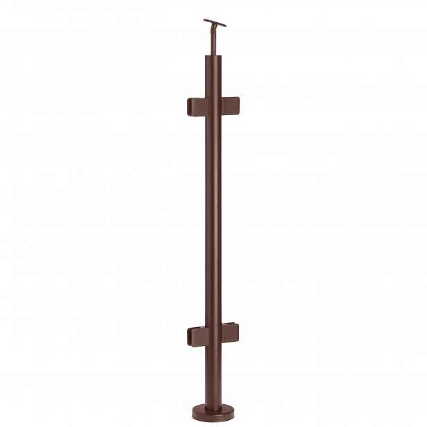 Průchozí sloupek pro skleněné zábradlí 100 cm Hnědý fi 42 mm Loft