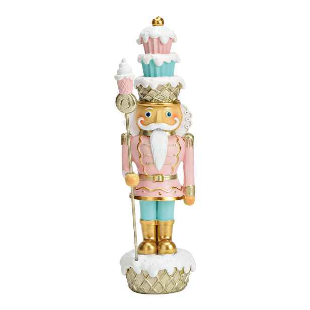 Vánoční Figurka louskáček růžový 24 cm, dekorace, ozdoba, figurka