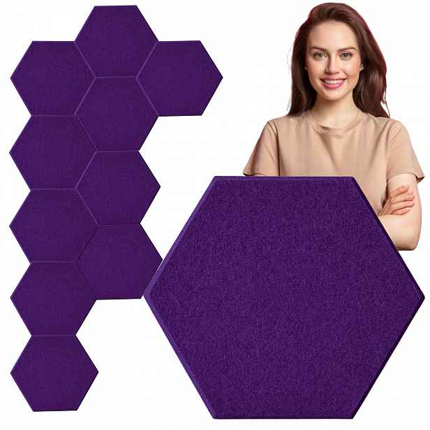 3D plstěné stěnové panely Hexagon 10 ks samolepicí akustická opěrka hlavy