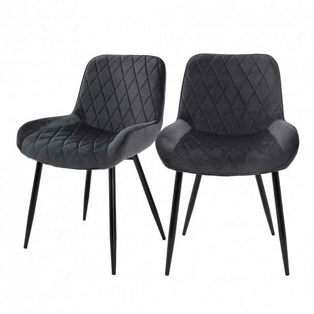 ML-DESIGN JÍDELNÍ ŽIDLE, sada 2 ks, antracitový samet