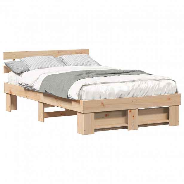 vidaXL Rám postele s čelo Hnědá 120 x 190 cm Masivní borové dřevo