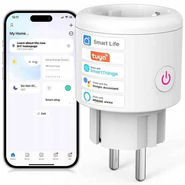 Chytrá Zásuvka Wifi 16A S Měřením Spotřeby