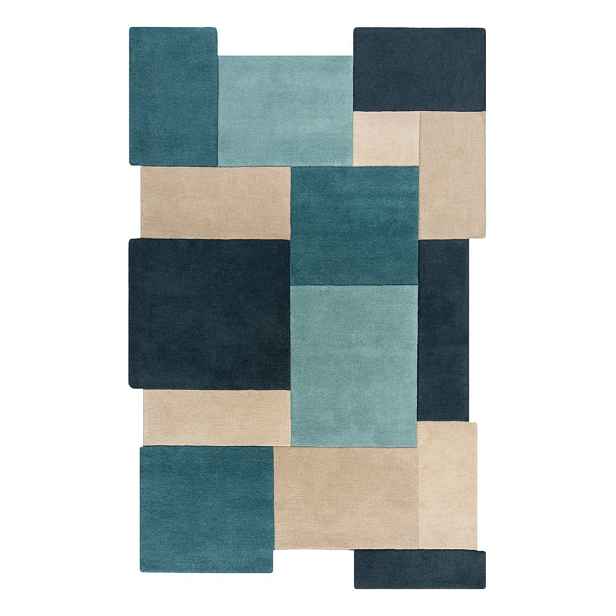Modro-béžový vlněný koberec 200x290 cm Abstract Collage – Flair Rugs
