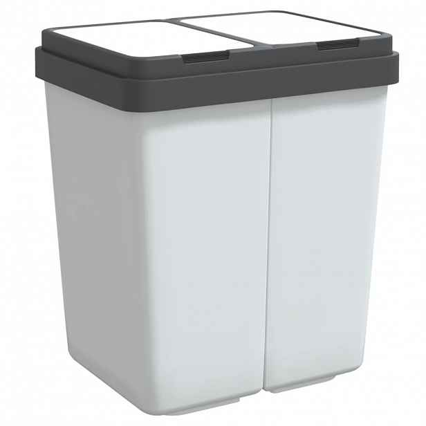 vidaXL Dvojitý odpadkový koš bílý 2 x 25 l