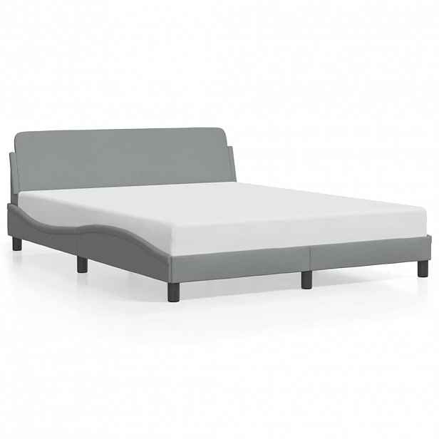 vidaXL Rám postele Dover světle šedý 152 x 203 cm textil
