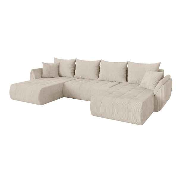 ALTDECOR SEDACÍ SOUPRAVA DO U s funkcí spaní a úložným prostorem TOKO-U 378x194x86 béžová manšestr