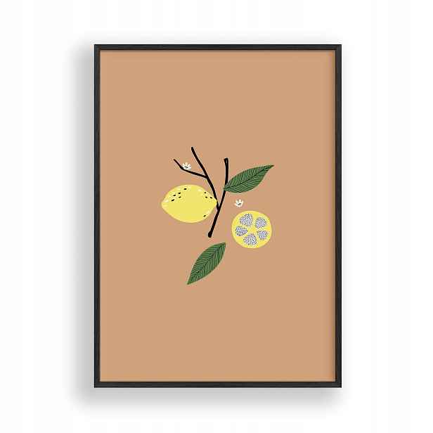 Obraz Citron Minimalistický Plakát Rámeček Dřevěný Černý 30x42 cm