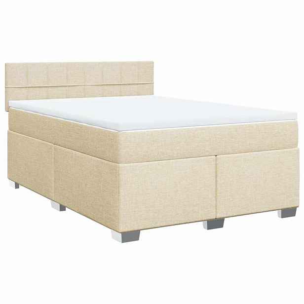 vidaXL Box spring postel s matrací krémová 140x190 cm textil