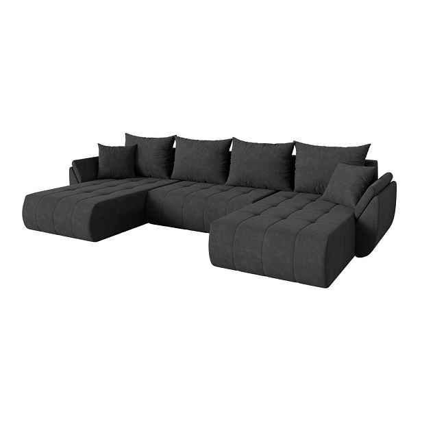 ALTDECOR SEDACÍ SOUPRAVA DO U s funkcí spaní a úložným prostorem TOKO-U 378x194x86 tmavě šedá velur