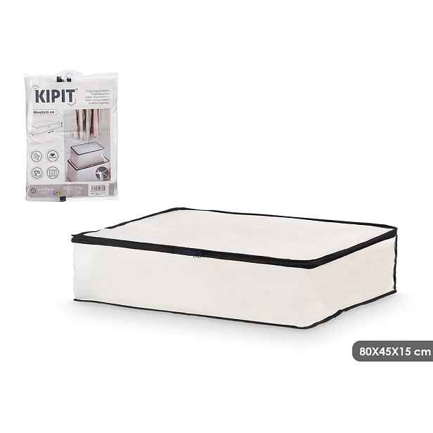 Arte Regal Textilní úložný box na uschování oblečení a ložního prádla, WHITE KIPIT, 80x45x15, bílý